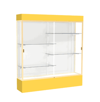 Spirit Goldenrod Display Case (Lighted), White Laminate Back w/ Champagne aluminum frame finish, 80"H x 72"W x 16"D - Click to enlarge