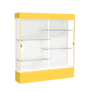 Spirit Goldenrod Display Case (Lighted), White Laminate Back w/ Champagne aluminum frame finish, 80"H x 72"W x 16"D - Click to enlarge