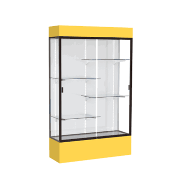 Spirit Goldenrod Display Case (Lighted), White Laminate Back w/ Dark Bronze aluminum frame finish, 80"H x 48"W x 16"D - Click to enlarge