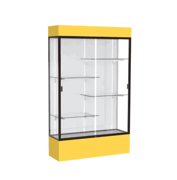 Spirit Goldenrod Display Case (Lighted), White Laminate Back w/ Dark Bronze aluminum frame finish, 80"H x 48"W x 16"D - Click to enlarge
