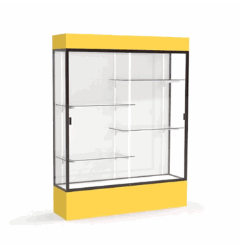 Spirit Goldenrod Display Case (Lighted), White Laminate Back w/ Dark Bronze aluminum frame finish, 80"H x 60"W x 16"D - Click to enlarge