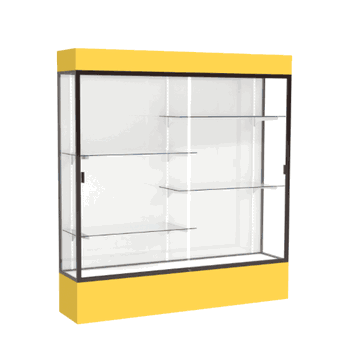 Spirit Goldenrod Display Case (Lighted), White Laminate Back w/ Dark Bronze aluminum frame finish, 80"H x 72"W x 16"D - Click to enlarge