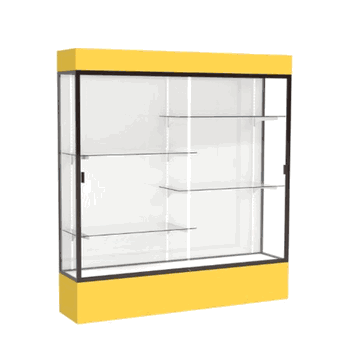 Spirit Goldenrod Display Case (Lighted), White Laminate Back w/ Dark Bronze aluminum frame finish, 80"H x 72"W x 16"D - Click to enlarge
