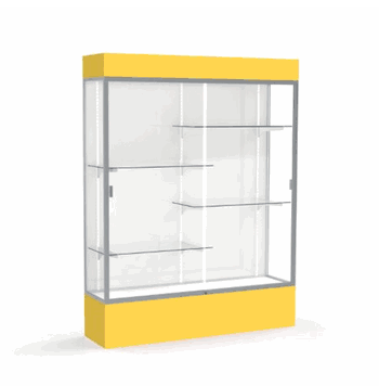 Spirit Goldenrod Display Case (Lighted), White Laminate Back w/ Satin Natural aluminum frame finish, 80"H x 60"W x 16"D - Click to enlarge