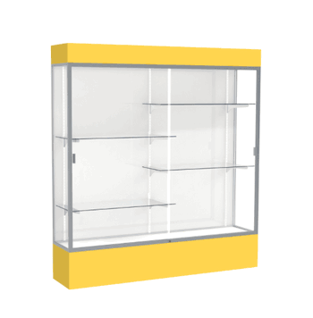 Spirit Goldenrod Display Case (Lighted), White Laminate Back w/ Satin Natural aluminum frame finish, 80"H x 72"W x 16"D - Click to enlarge