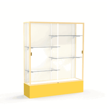 Spirit Goldenrod Display Case (Unighted), Plaque Fabric Back w/ Champagne aluminum frame finish, 72"H x 60"W x 16"D - Click to enlarge