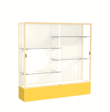 Spirit Goldenrod Display Case (Unighted), Plaque Fabric Back w/ Champagne aluminum frame finish, 72"H x 72"W x 16"D - Click to enlarge