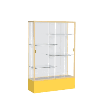 Spirit Goldenrod Display Case (Unighted), White Laminate Back w/ Champagne aluminum frame finish, 72"H x 48"W x 16"D - Click to enlarge