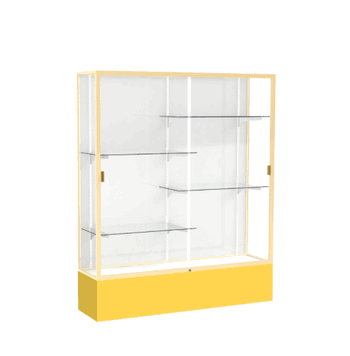 Spirit Goldenrod Display Case (Unighted), White Laminate Back w/ Champagne aluminum frame finish, 72"H x 60"W x 16"D - Click to enlarge