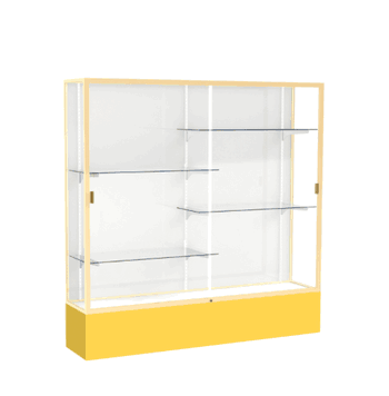 Spirit Goldenrod Display Case (Unighted), White Laminate Back w/ Champagne aluminum frame finish, 72"H x 72"W x 16"D - Click to enlarge