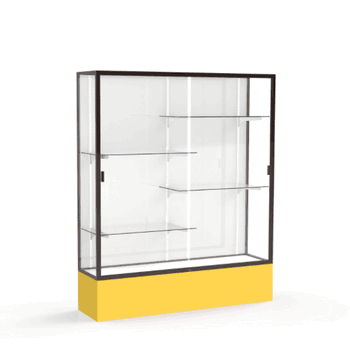 Spirit Goldenrod Display Case (Unighted), White Laminate Back w/ Dark Bronze aluminum frame finish, 72"H x 60"W x 16"D - Click to enlarge