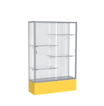 Spirit Goldenrod Display Case (Unighted), White Laminate Back w/ Satin Natural aluminum frame finish, 72"H x 48"W x 16"D - Click to enlarge