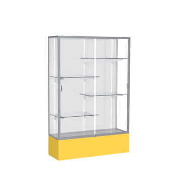 Spirit Goldenrod Display Case (Unighted), White Laminate Back w/ Satin Natural aluminum frame finish, 72"H x 48"W x 16"D - Click to enlarge