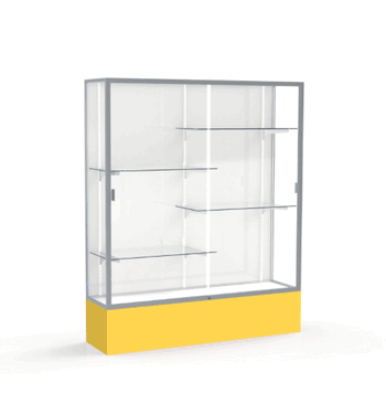 Spirit Goldenrod Display Case (Unighted), White Laminate Back w/ Satin Natural aluminum frame finish, 72"H x 60"W x 16"D - Click to enlarge