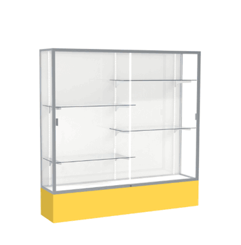 Spirit Goldenrod Display Case (Unighted), White Laminate Back w/ Satin Natural aluminum frame finish, 72"H x 72"W x 16"D - Click to enlarge