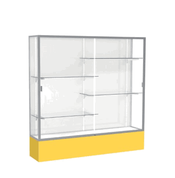 Spirit Goldenrod Display Case (Unighted), White Laminate Back w/ Satin Natural aluminum frame finish, 72"H x 72"W x 16"D - Click to enlarge