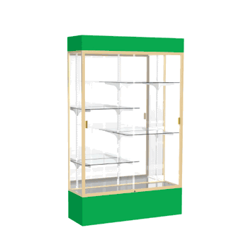 Spirit Kelly Green Display Case (Lighted), Mirror Back w/ Champagne aluminum frame finish, 80"H x 48"W x 16"D - Click to enlarge