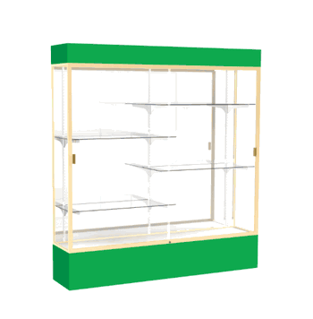 Spirit Kelly Green Display Case (Lighted), Mirror Back w/ Champagne aluminum frame finish, 80"H x 72"W x 16"D - Click to enlarge