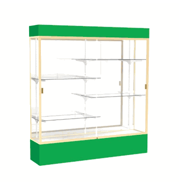 Spirit Kelly Green Display Case (Lighted), Mirror Back w/ Champagne aluminum frame finish, 80"H x 72"W x 16"D - Click to enlarge