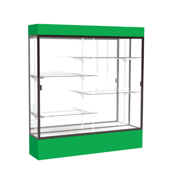 Spirit Kelly Green Display Case (Lighted), Mirror Back w/ Dark Bronze aluminum frame finish, 80"H x 72"W x 16"D - Click to enlarge