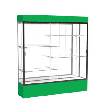 Spirit Kelly Green Display Case (Lighted), Mirror Back w/ Dark Bronze aluminum frame finish, 80"H x 72"W x 16"D - Click to enlarge