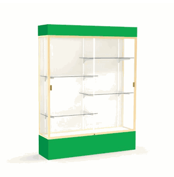 Spirit Kelly Green Display Case (Lighted), Plaque Fabric Back w/ Champagne aluminum frame finish, 80"H x 60"W x 16"D - Click to enlarge