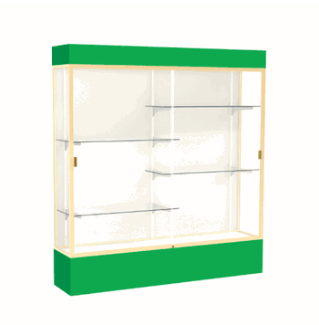 Spirit Kelly Green Display Case (Lighted), Plaque Fabric Back w/ Champagne aluminum frame finish, 80"H x 72"W x 16"D - Click to enlarge