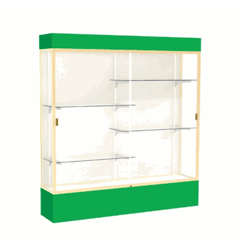 Spirit Kelly Green Display Case (Lighted), Plaque Fabric Back w/ Champagne aluminum frame finish, 80"H x 72"W x 16"D - Click to enlarge