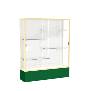 Spirit Kelly Green Display Case (Lighted), White Laminate Back w/ Dark Bronze aluminum frame finish, 80"H x 60"W x 16"D - Click to enlarge