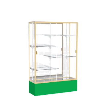 Spirit Kelly Green Display Case (Unighted), Mirror Back w/ Champagne aluminum frame finish, 72"H x 48"W x 16"D - Click to enlarge