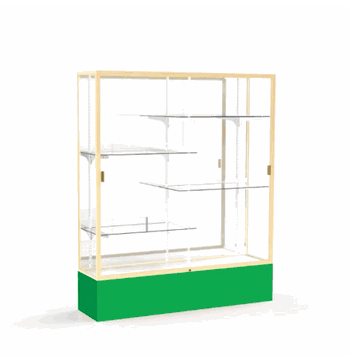 Spirit Kelly Green Display Case (Unighted), Mirror Back w/ Champagne aluminum frame finish, 72"H x 60"W x 16"D - Click to enlarge