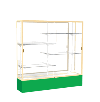 Spirit Kelly Green Display Case (Unighted), Mirror Back w/ Champagne aluminum frame finish, 72"H x 72"W x 16"D - Click to enlarge