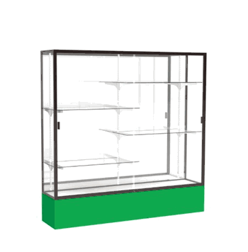 Spirit Kelly Green Display Case (Unighted), Mirror Back w/ Dark Bronze aluminum frame finish, 72"H x 72"W x 16"D - Click to enlarge