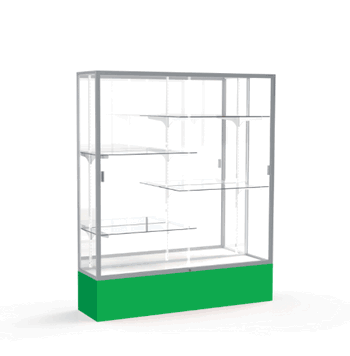 Spirit Kelly Green Display Case (Unighted), Mirror Back w/ Satin Natural aluminum frame finish, 72"H x 60"W x 16"D - Click to enlarge