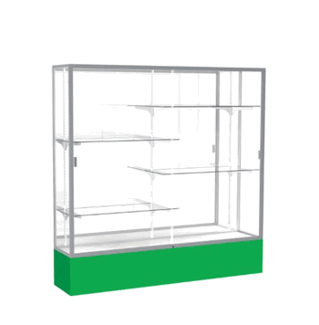 Spirit Kelly Green Display Case (Unighted), Mirror Back w/ Satin Natural aluminum frame finish, 72"H x 72"W x 16"D - Click to enlarge