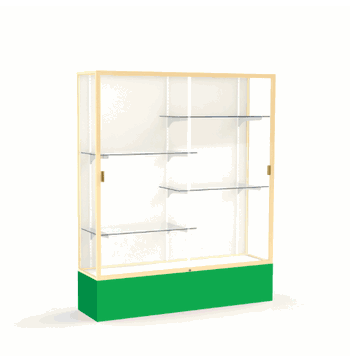 Spirit Kelly Green Display Case (Unighted), Plaque Fabric Back w/ Champagne aluminum frame finish, 72"H x 60"W x 16"D - Click to enlarge