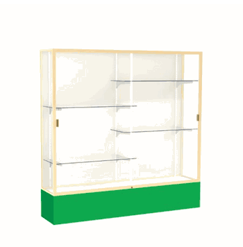 Spirit Kelly Green Display Case (Unighted), Plaque Fabric Back w/ Champagne aluminum frame finish, 72"H x 72"W x 16"D - Click to enlarge