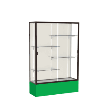 Spirit Kelly Green Display Case (Unighted), Plaque Fabric Back w/ Dark Bronze aluminum frame finish, 72"H x 48"W x 16"D - Click to enlarge