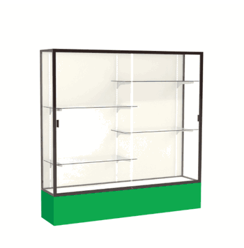 Spirit Kelly Green Display Case (Unighted), Plaque Fabric Back w/ Dark Bronze aluminum frame finish, 72"H x 72"W x 16"D - Click to enlarge