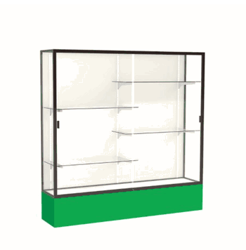 Spirit Kelly Green Display Case (Unighted), Plaque Fabric Back w/ Dark Bronze aluminum frame finish, 72"H x 72"W x 16"D - Click to enlarge