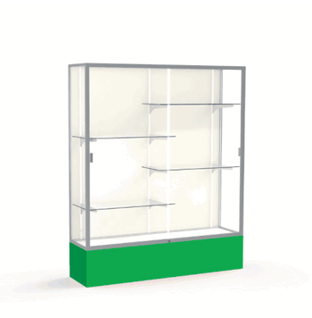 Spirit Kelly Green Display Case (Unighted), Plaque Fabric Back w/ Satin Natural aluminum frame finish, 72"H x 60"W x 16"D - Click to enlarge
