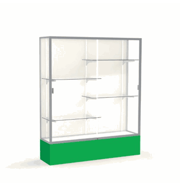 Spirit Kelly Green Display Case (Unighted), Plaque Fabric Back w/ Satin Natural aluminum frame finish, 72"H x 60"W x 16"D - Click to enlarge