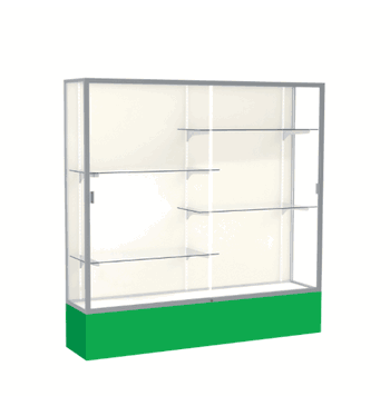 Spirit Kelly Green Display Case (Unighted), Plaque Fabric Back w/ Satin Natural aluminum frame finish, 72"H x 72"W x 16"D - Click to enlarge