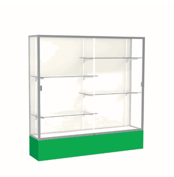 Spirit Kelly Green Display Case (Unighted), Plaque Fabric Back w/ Satin Natural aluminum frame finish, 72"H x 72"W x 16"D - Click to enlarge