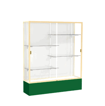Spirit Kelly Green Display Case (Unighted), White Laminate Back w/ Dark Bronze aluminum frame finish, 72"H x 60"W x 16"D - Click to enlarge