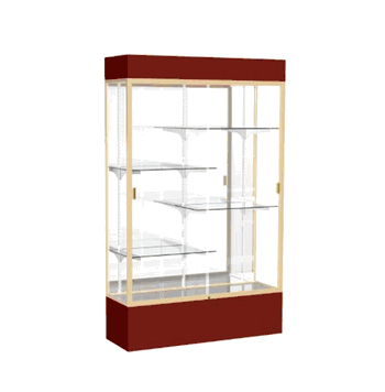 Spirit Maroon Display Case (Lighted), Mirror Back w/ Champagne aluminum frame finish, 80"H x 48"W x 16"D - Click to enlarge