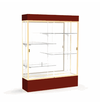 Spirit Maroon Display Case (Lighted), Mirror Back w/ Champagne aluminum frame finish, 80"H x 60"W x 16"D - Click to enlarge