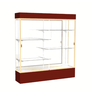 Spirit Maroon Display Case (Lighted), Mirror Back w/ Champagne aluminum frame finish, 80"H x 72"W x 16"D - Click to enlarge