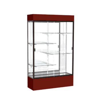 Spirit Maroon Display Case (Lighted), Mirror Back w/ Dark Bronze aluminum frame finish, 80"H x 48"W x 16"D - Click to enlarge