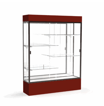 Spirit Maroon Display Case (Lighted), Mirror Back w/ Dark Bronze aluminum frame finish, 80"H x 60"W x 16"D - Click to enlarge